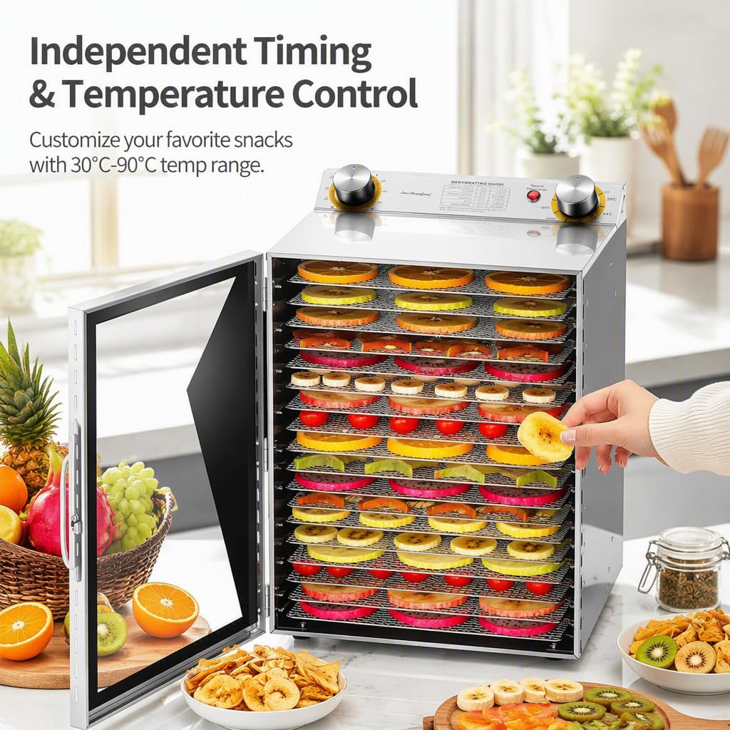Liofilizzatore, 6812 strati, timer 12 ore, acciaio inossidabile, frutta, verdura, carne, pesce (8Layer)