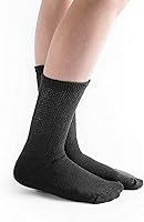 Vista 5 de Doc Ortho Calcetines de algodón para diabéticos de ajuste holgado para hombres y mujeres, 3 pares, cuello redondo
