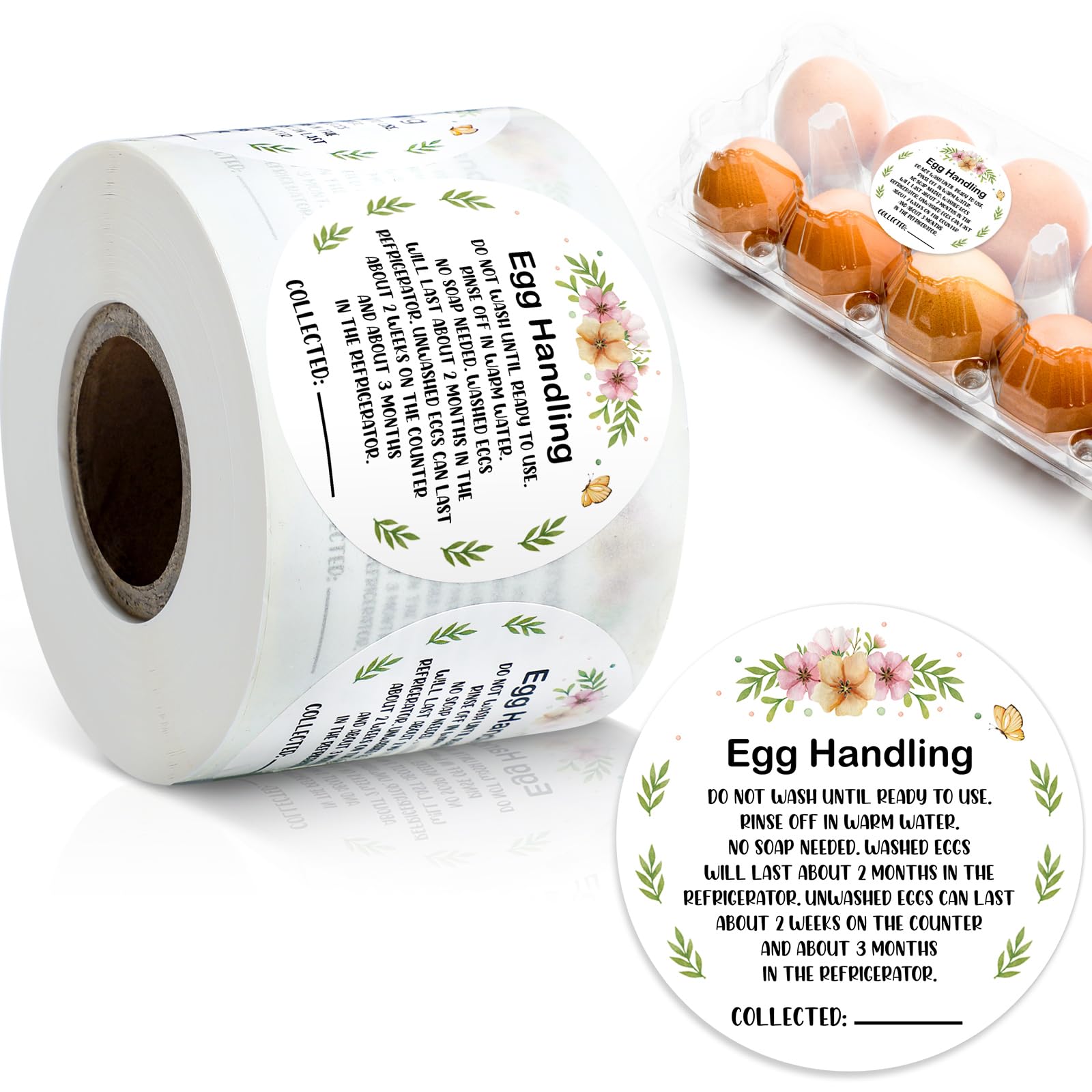 Fulmoon 2 Inch 500 Pcs Farmers Fresh Eggs Stickers Paper Market Egg Handling Stickers for Easter Unwashed Egg Labels Creative Easter Decoration Gifts