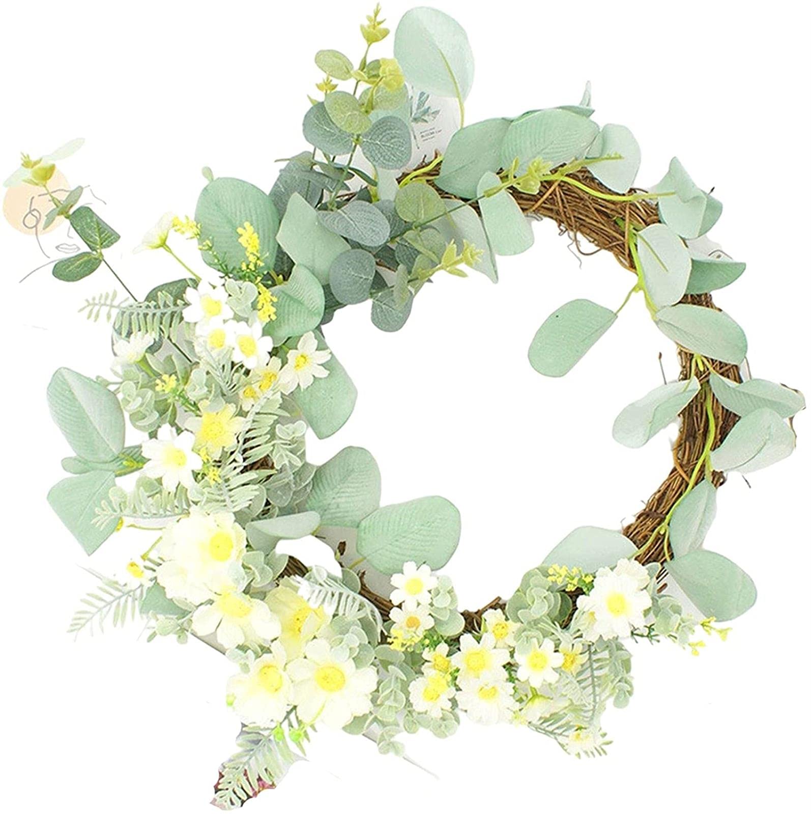 Artificial Wreath Decorative，Simulation Flower Garland Front Door Wreath Dried Cloth Window Wedding Decoration Home Wall Hanging Ornament Suitable，for Festival Celebration Front Door/Wall/Fireplace
