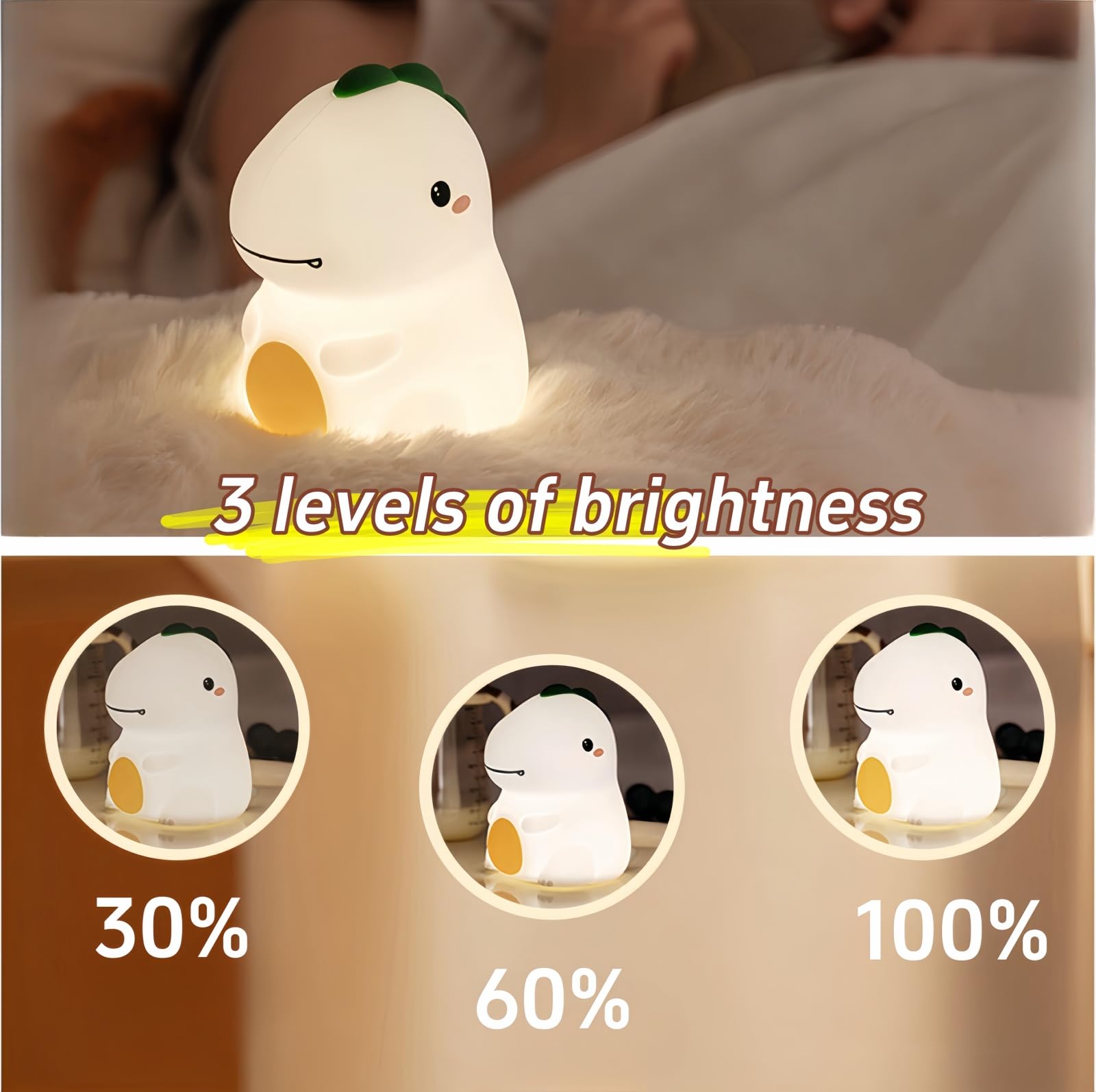 Danolt Dinosaur Night Light, Silicone, Green, Decoration, Tabletop - Image 3