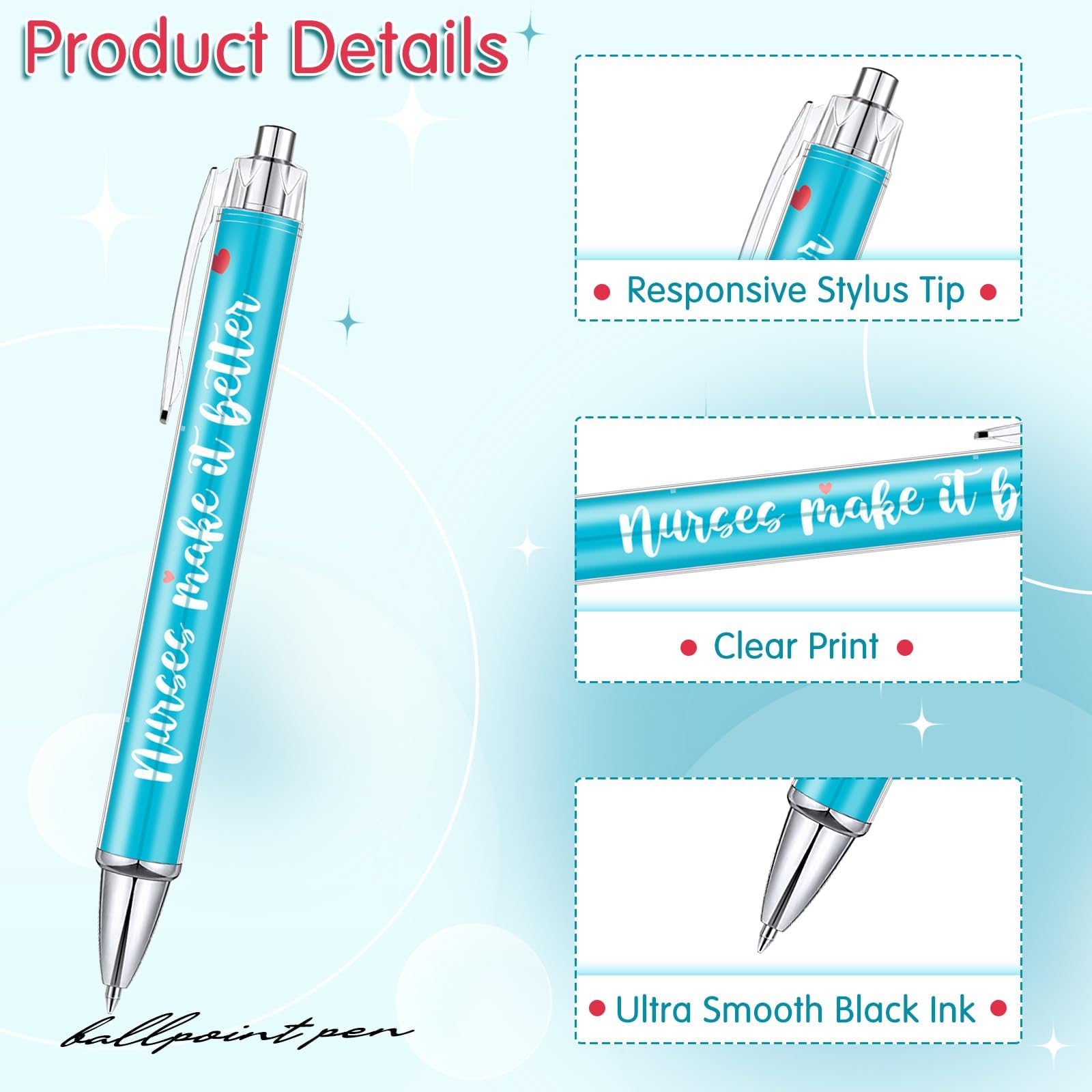 10 Pcs Nurse Ball Point Pens Lovely Cartoon Nurse Pens Cute Retractable Nursing Pens Funny Ink Ballpoint Pens for Medical Assistants Nursing Students Workers School Office Nurse Appreciation Gifts