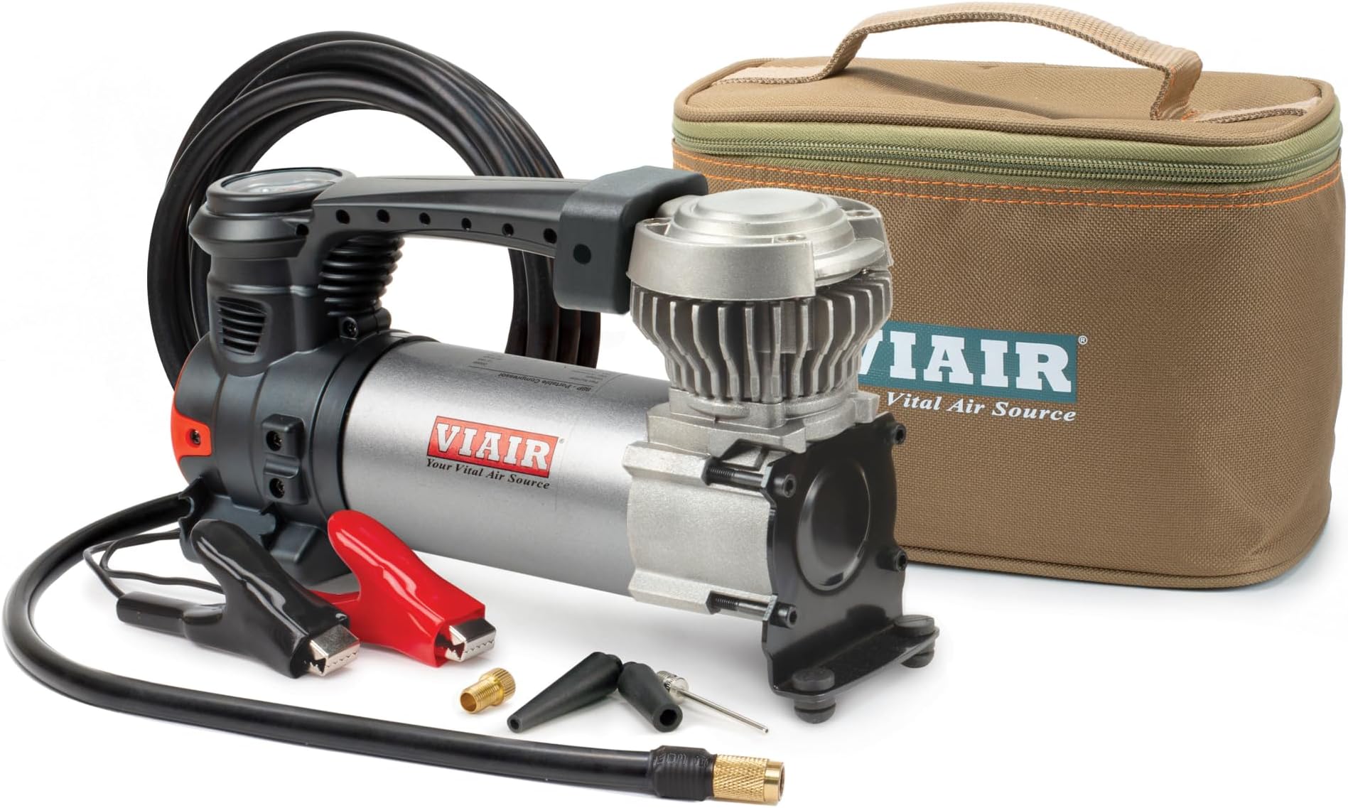 Viair 88P - 00088 Portable Compressor Kit With Alligator Clamps, Tire Inflator, Tire Air Pump, 12V, 120 Psi, For Up To 33 Inch Tires