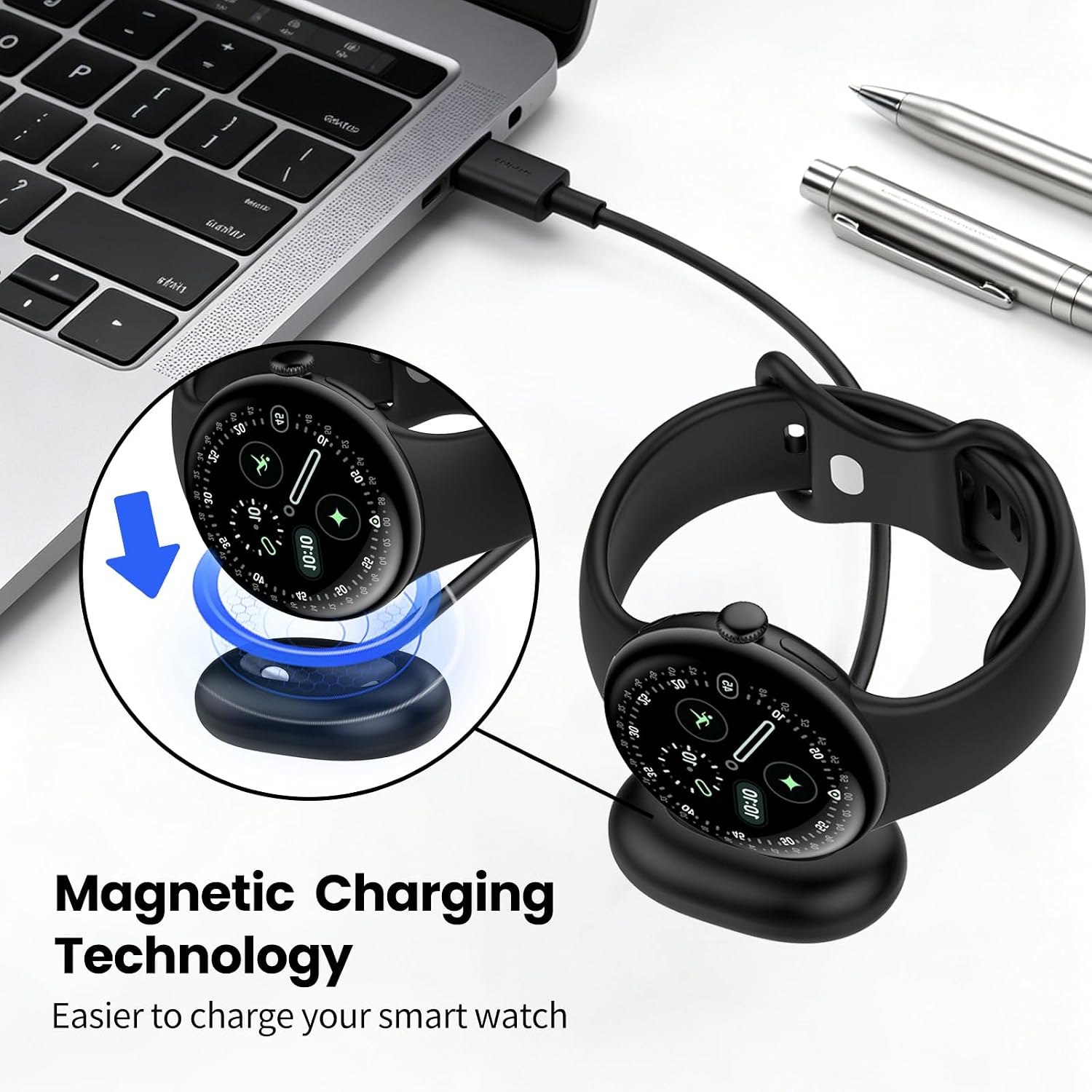  Chargr Compatibl for Googl Pixl Watch 4 & Pixl Watch 5, Rplacmnt USB-A/C Charging Cabl Cord for Pixl Watch 5 4 41mm/45mm Smart Watch (3.3ft/1m) thumbnail