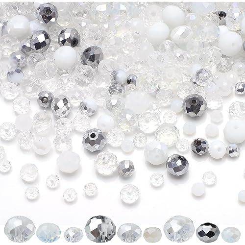Crystal Rondelle Beads for Jewelry Making,1000pcs Briolette Glass Beads Plated Color Round Spacer Beads for DIY Bracelets,Necklaces,Earrings(4,6,8mm)