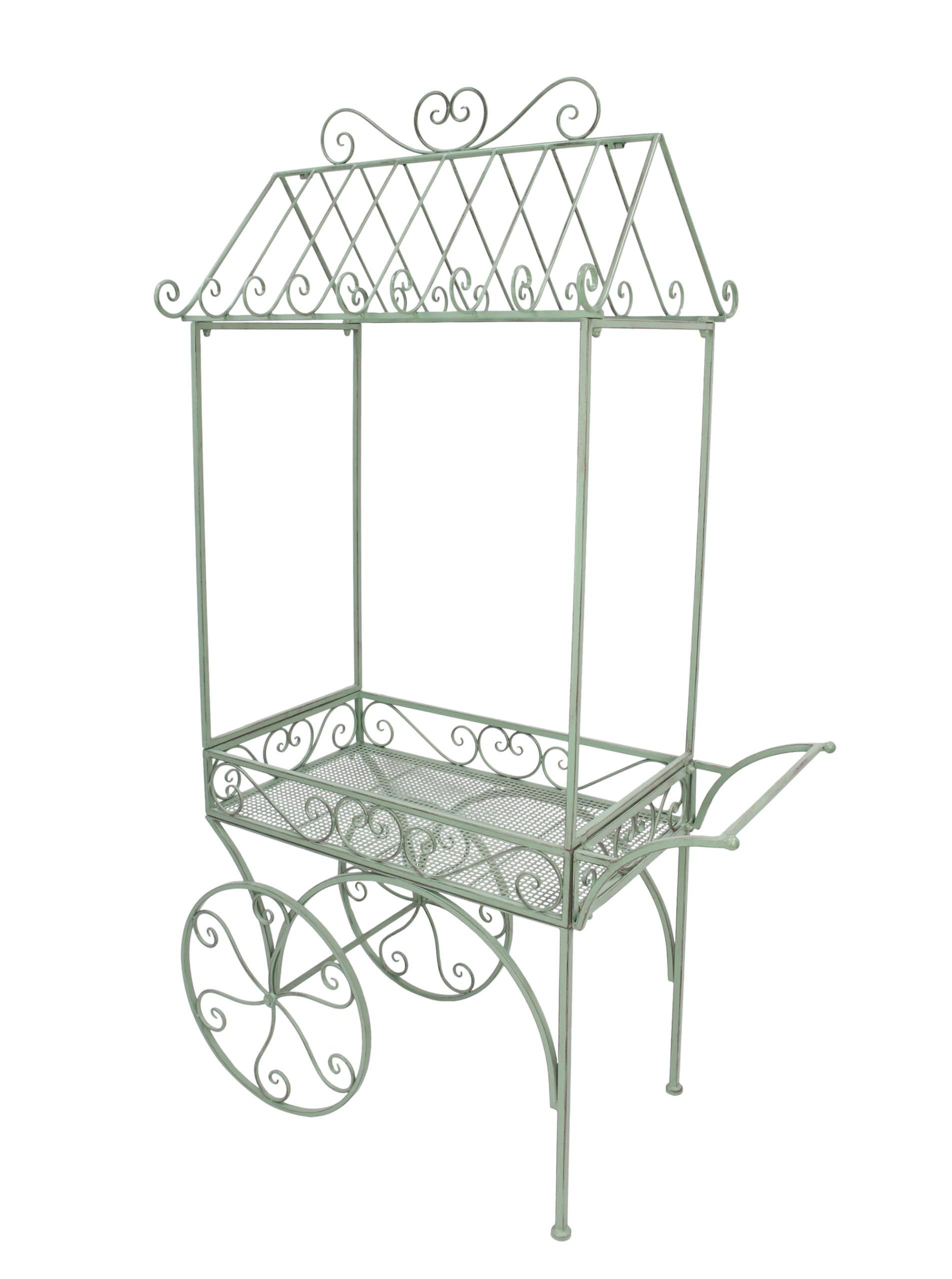 FRANK FLECHTWAREN Deko-Servierwagen Vintage, Metall Maße: 108 x 56 x 180 cm, einfache Selbstmontage