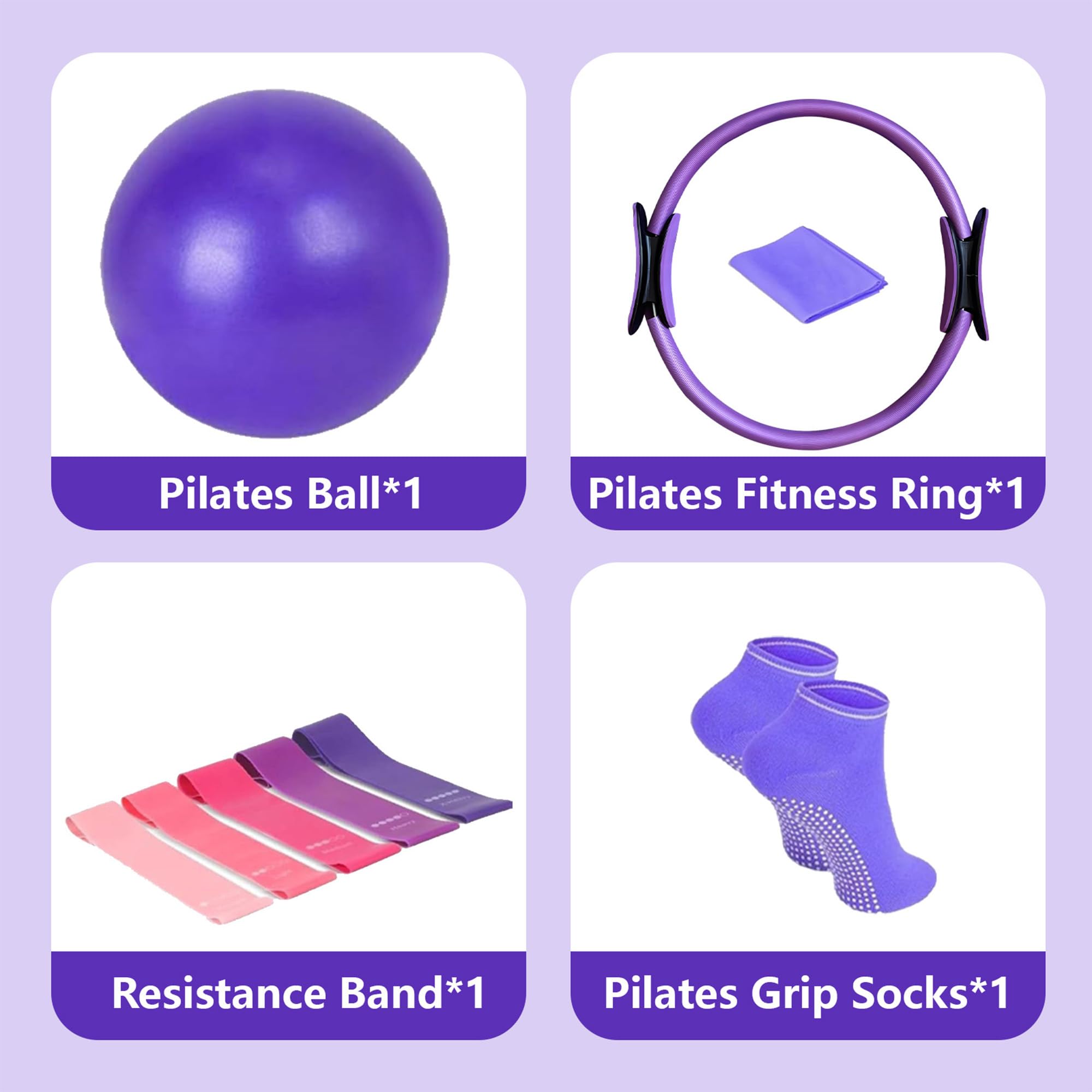 13pcs Kit de Yoga et Pilates pour Femmes: Kit Yoga Sculptez Vos Cuisses Bras et Abdos à la Maison-pour la Tonification Corporelle,la Flexibilité et l'Entraînement de Force Complet du Corps