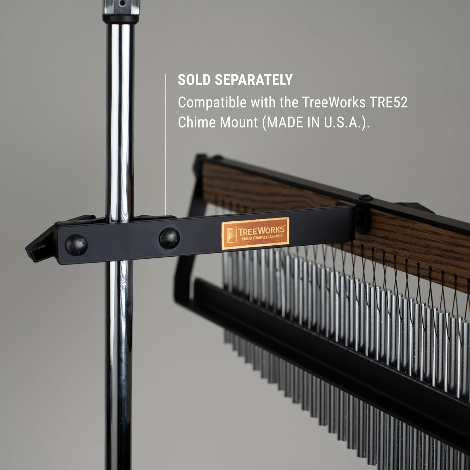 TreeWorks Chimes Full Size Bar Chimes with Dampening Arm and Bag — Made in U.S.A. — Single Row, Tennessee Hardwood (TRE630)
