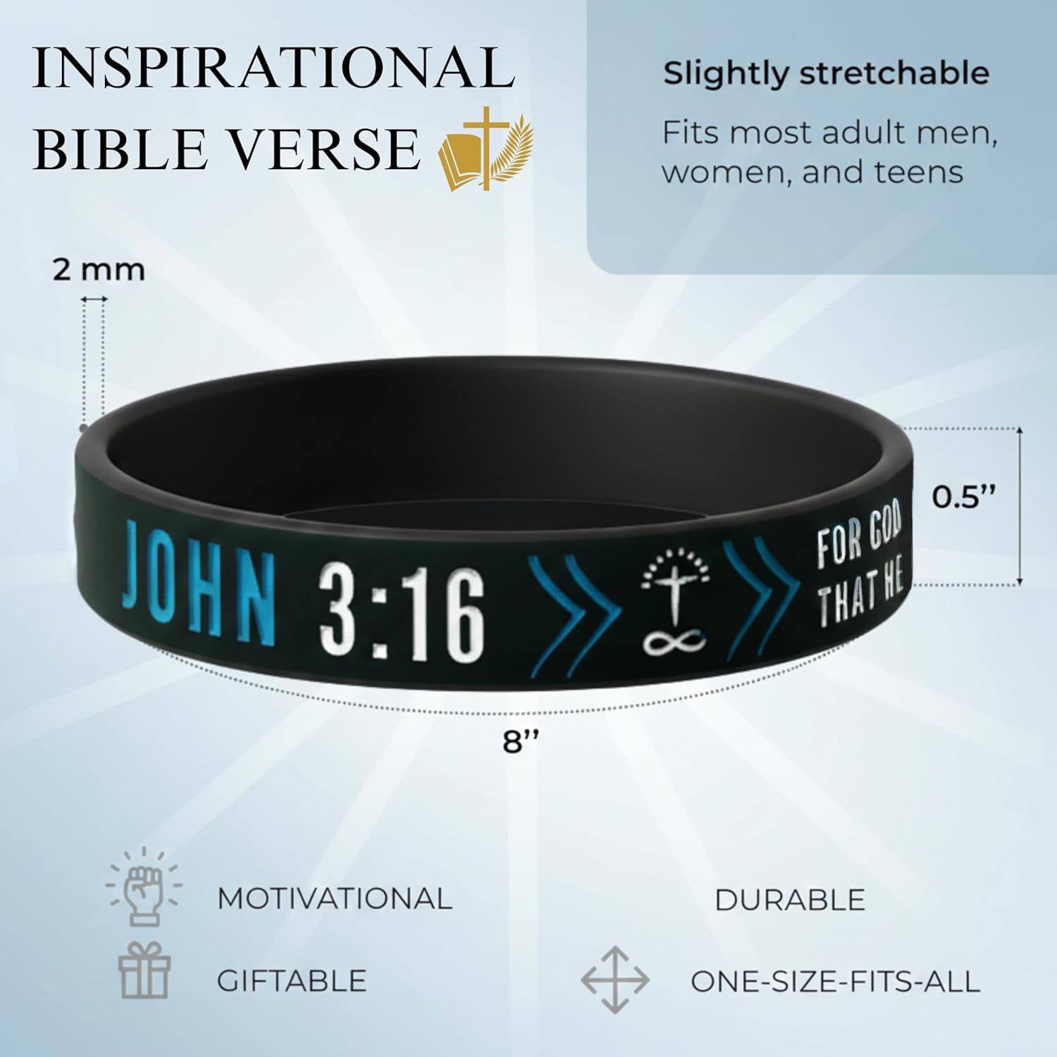 Inkstone Christian Silicone Wristbands w/Scriptures (Set of 4) - Unisex Bible Verse Jewelry for Men Women Rubber Bracelets Religious Gifts for Men - Image 2