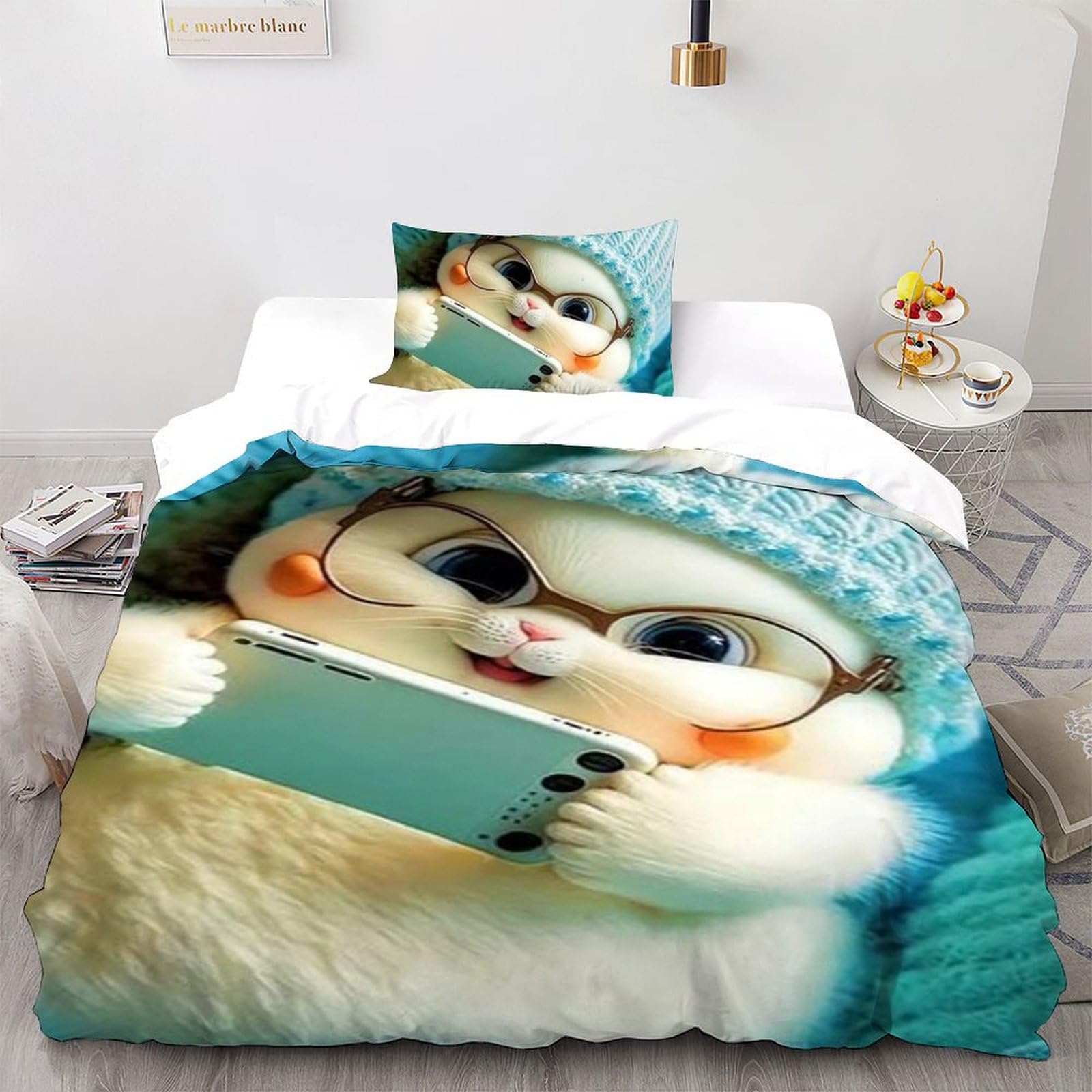 Parure de lit lapin imprimé 3D animaux de la forêt pour créer une chambre d'enfant cocooning