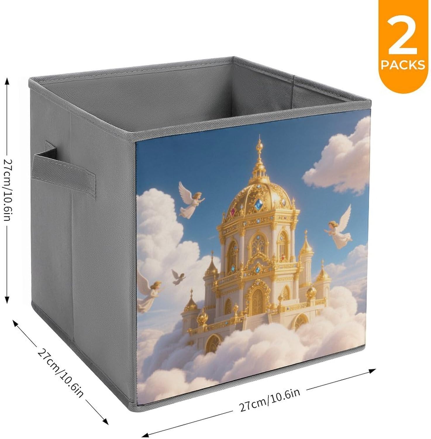 2-piece Oxford Cloth Storage Box Golden Palace Kingdom Printed Storage Box for Clothes/shoes Multi-purpose Wardrobe And Cabinet Storage