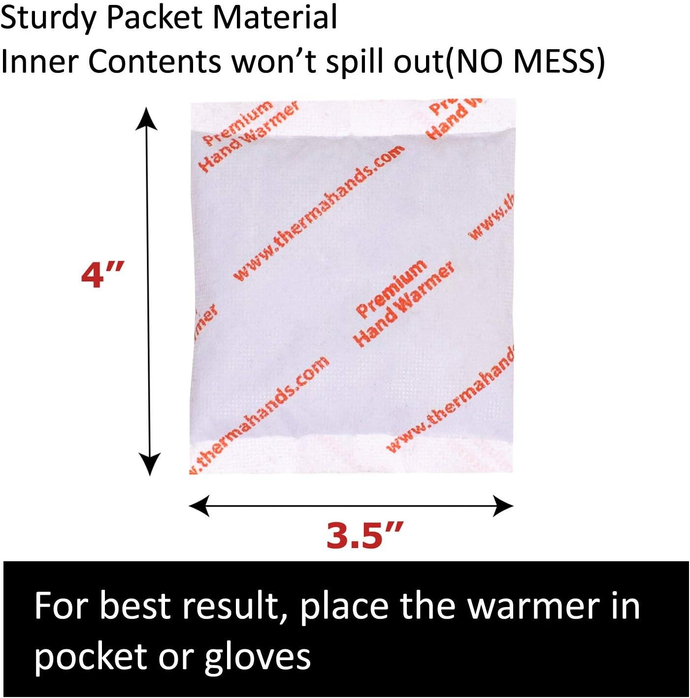 Hand Warmers - Premium (Size: 3.5 inch x 4 inch, Duration: 12+ Hours, Max Temp: 163 F) Air-Activated, Convenient, Safe, Natural, Odorless, & Long Lasting Hand Warmers : Sports & Outdoors