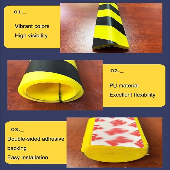 XPLKQXE High-Visibility Edges Protector, Yellow and Black Foam Bumper Guard, Self-Adhesive Sharp Edges Protector Padding, Metal Frames Commercial Facilities Stair(Black+Yellow-L-100x4.5x1cm,5pcs)