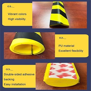 XPLKQXE High-Visibility Edges Protector, Yellow and Black Foam Bumper Guard, Self-Adhesive Sharp Edges Protector Padding, Metal Frames Commercial Facilities Stair(Black+Yellow-L-100x4.5x1cm,5pcs)