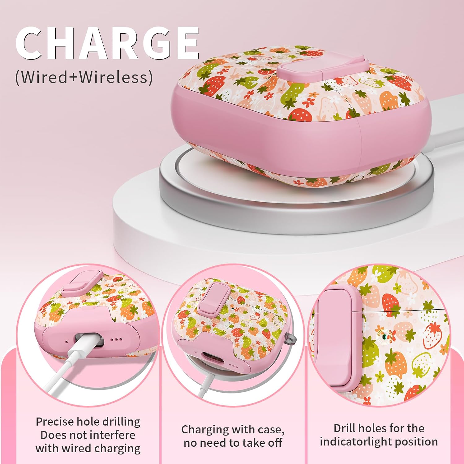 for AirPods Pro 3 Case with Lock & Phone Stand,Cute Floral Pattern Style