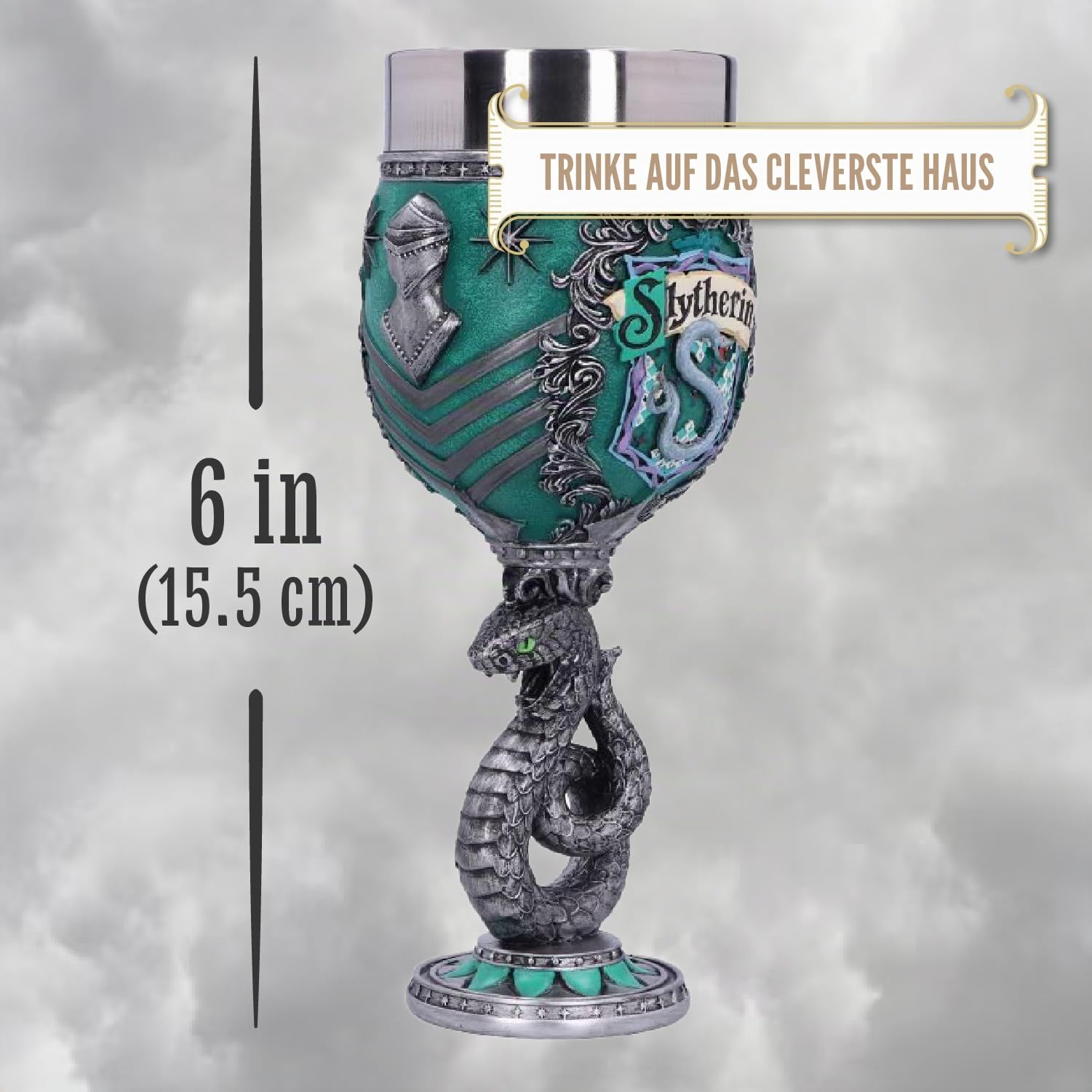 Nemesis Now Harry Potter Slytherin Hogwarts House Collectable Goblet, Harz, Grün Silber, 1.25 picometer