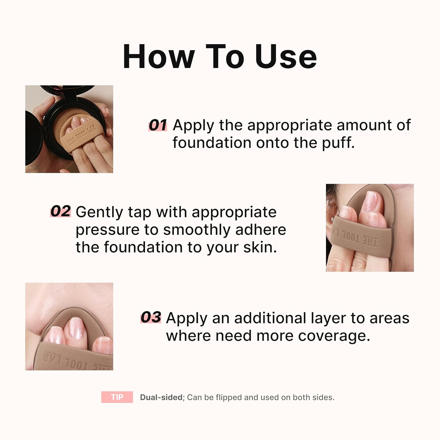 THE TOOL LAB Long-lasting Tension Puff 4P Set, Glow + Cover + Airy + Aqua, Liquid Cushion Foundation, Rubycell Makeup Sponge for Hydrating & Smooth Coverage, Korean Makeup (4P, 2.6 inch, Oval) - Image 8