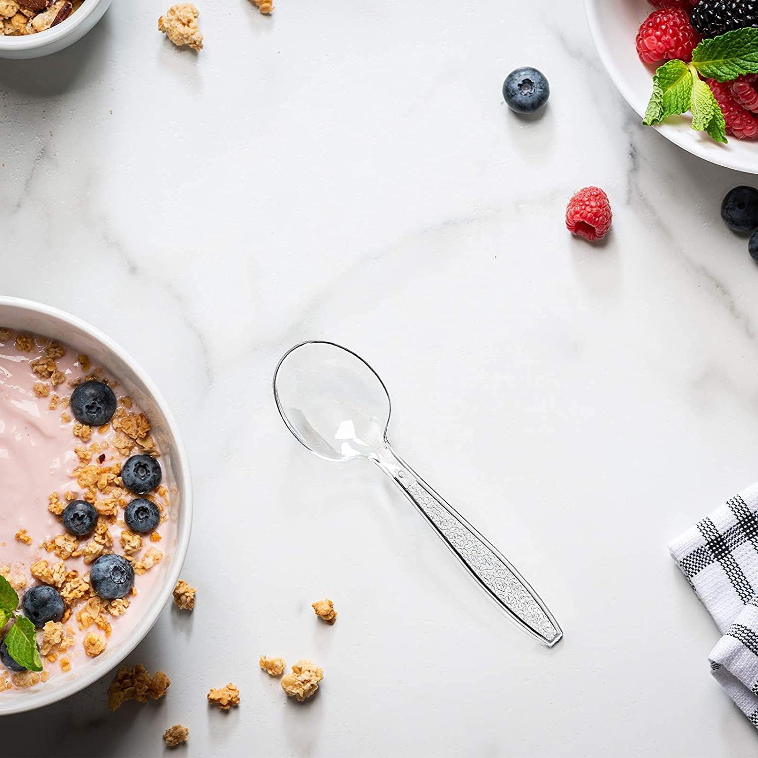 [1000 Pack] Heavyweight Disposable Clear Plastic Soup Spoons [Bulk Case of 10/100 Pack] : Everything Else