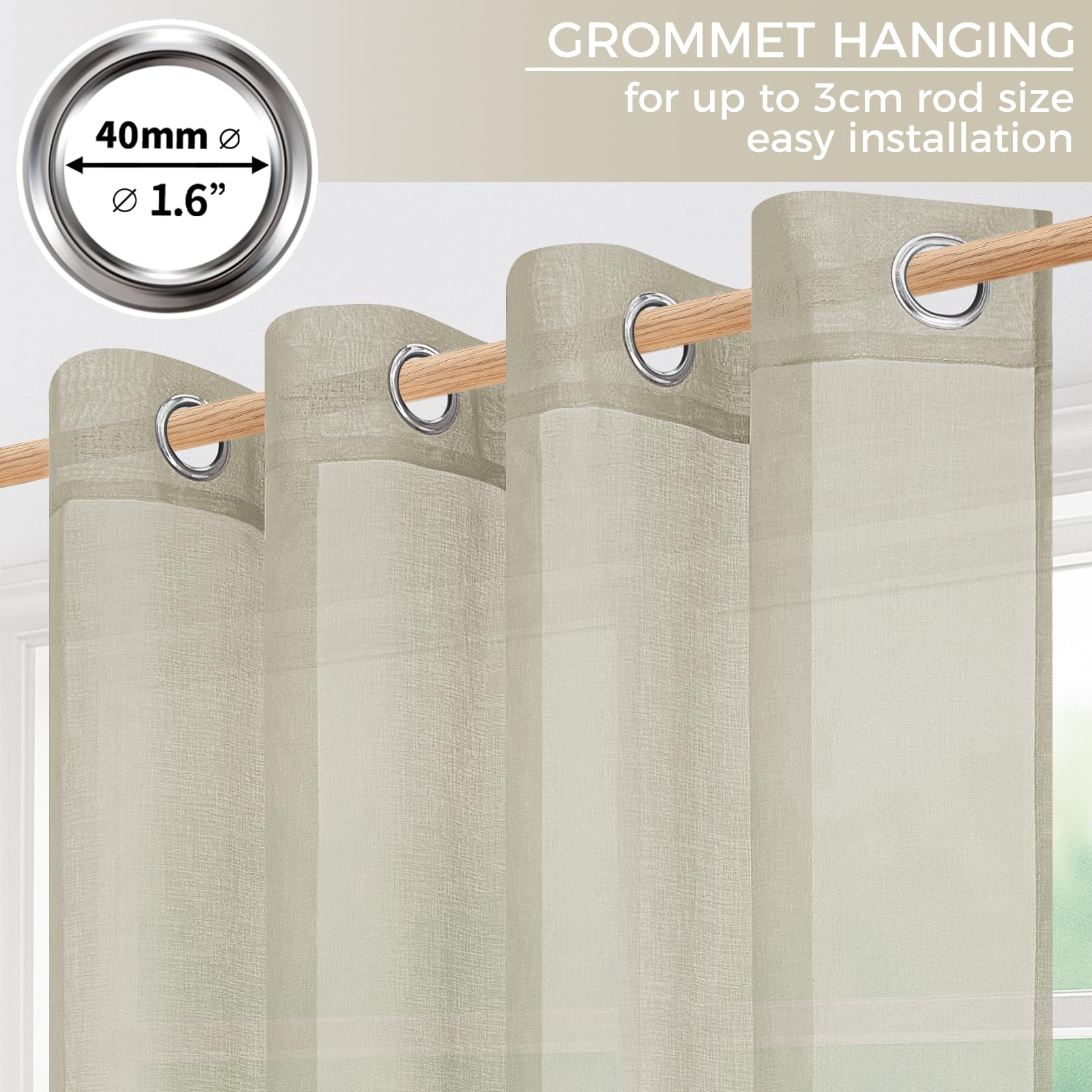 MIULEE Tende Voile in Poliestere Trasparenti Occhielli Sfumato per Soggiorno Camera da Letto Bagno Cucina Camera da Bambino Tenda Finestra Balcone Casa con 2 Pannelli 140X260CM Arancione