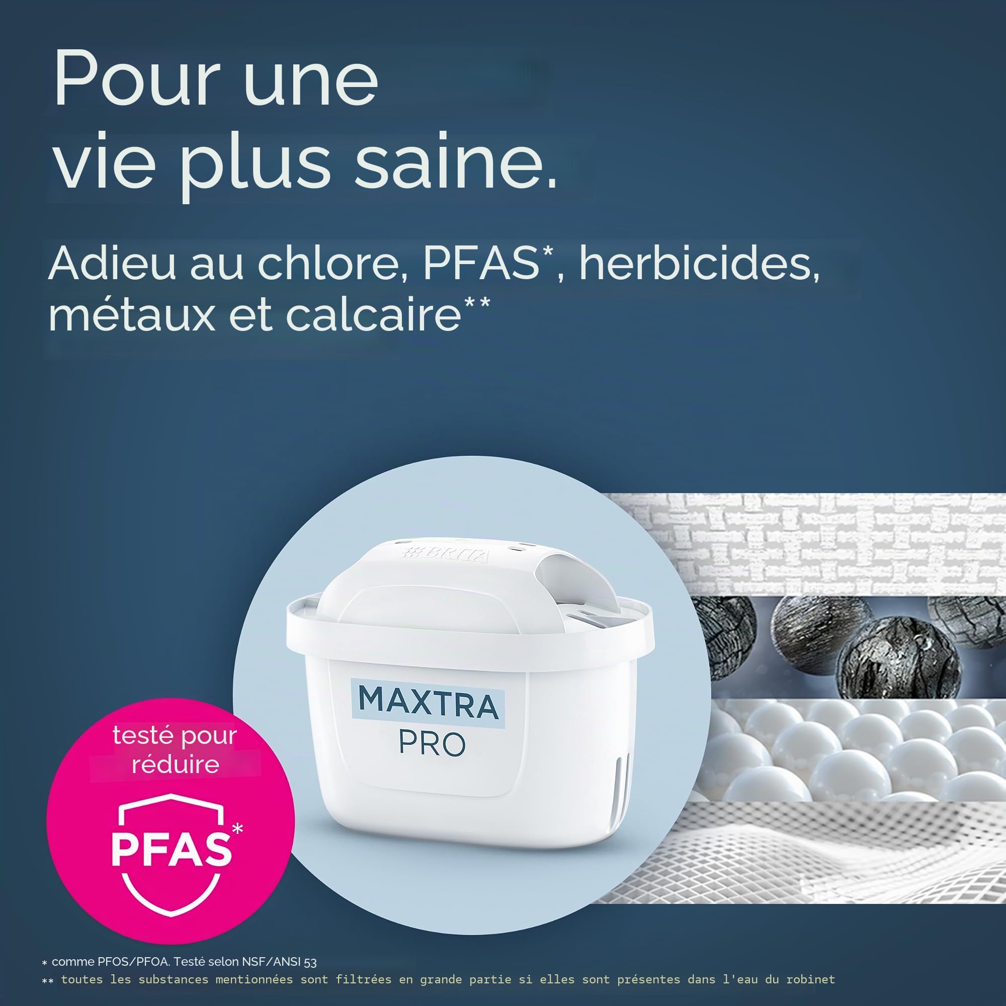 BRITA Carafe Filtrante- Style Essential XL - Bleue - 2.4 L - avec 1 x Maxtra Pro Pure Performance