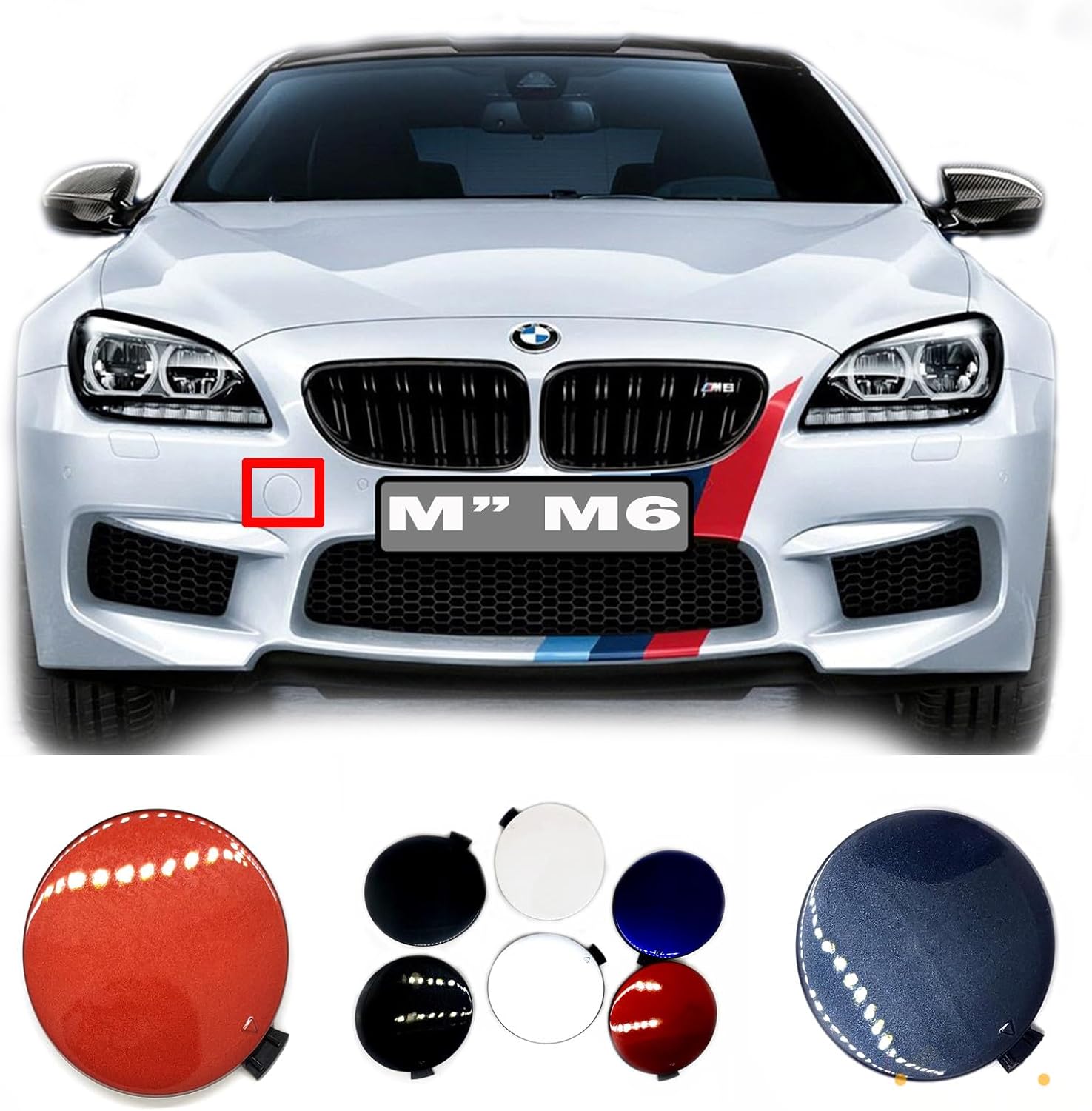 Front Tow Cover for 12-18 BMW M Series Fit M6 F06 Gran F12 Convertible F13 Coupe 2012 2013 2014 2015 2016 2017 2018 Bumper Towing Hook Eye Cap Primer