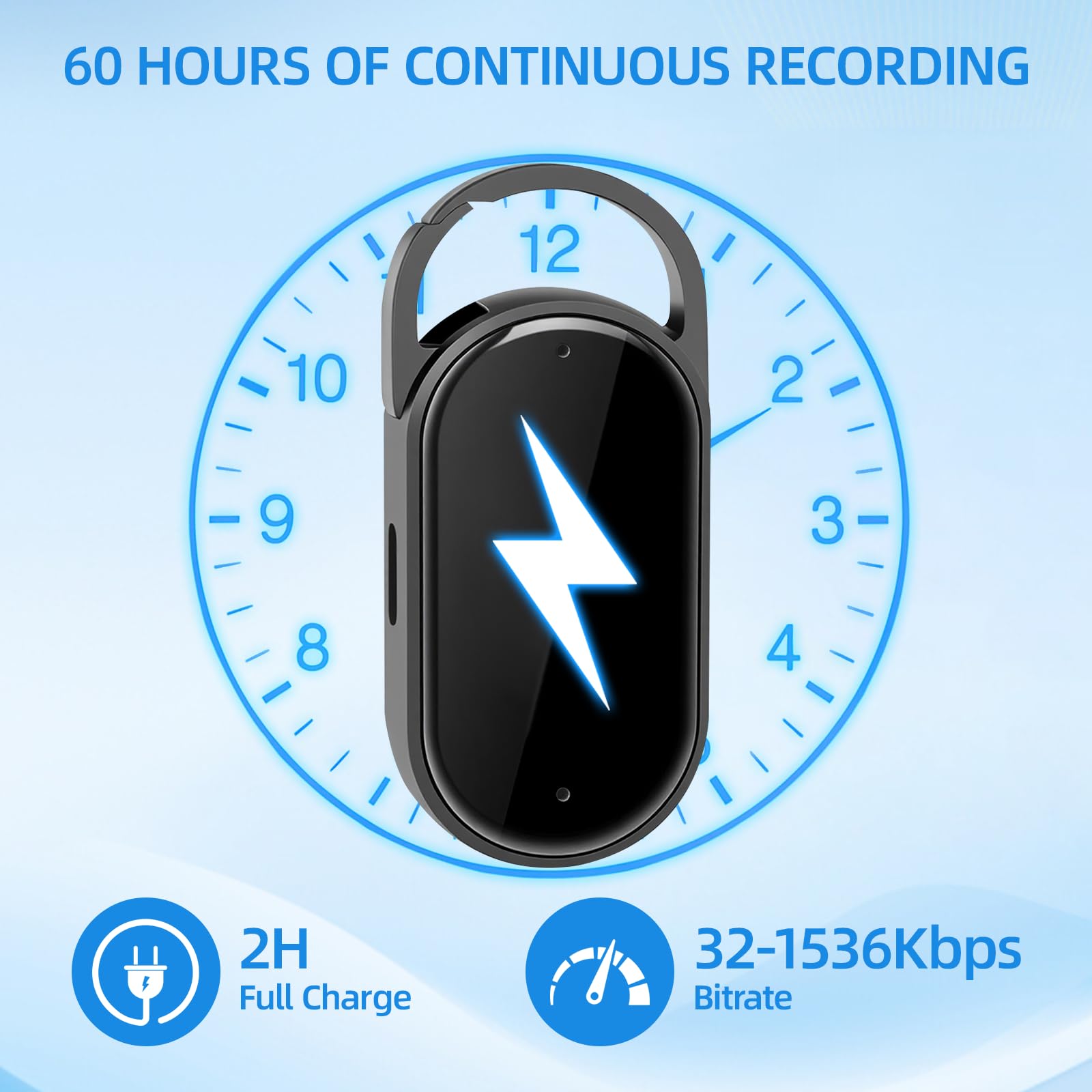 64 Go Enregistreur Vocal - Portable Mini Enregistreur Audio Numérique Professionnel avec Activation Vocal et MP3, Design en Clé, AGC Réduction du Bruit, Cours, Réunions, S29