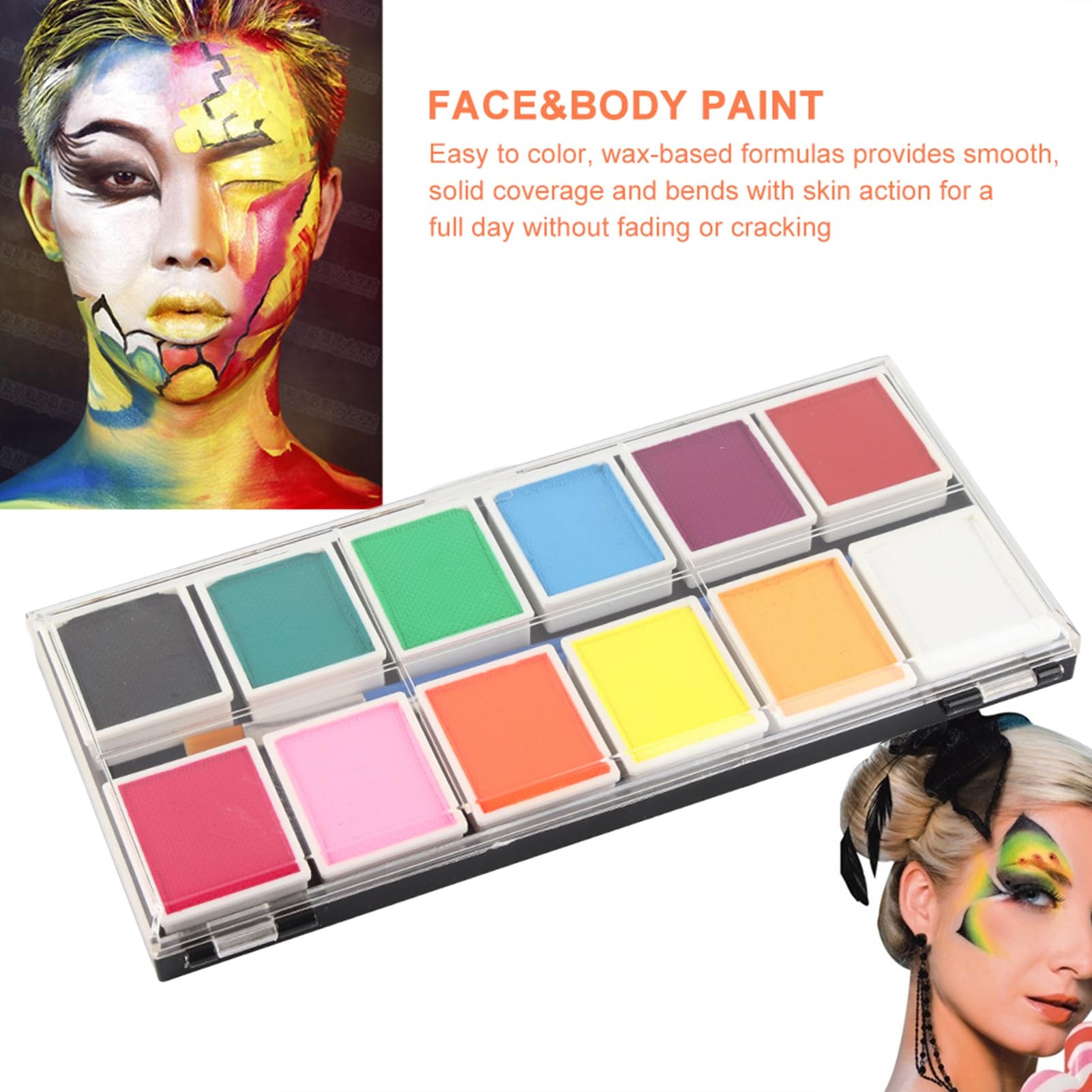 Trucco di Halloween a base d'acqua di pittura per il corpo in 12 colori