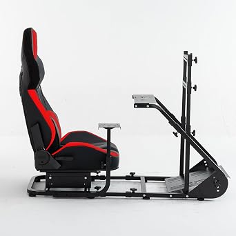Hmluxury Enhanced and Stable Racing Wheel Cockpit, Compatible with Fanatec, PXN, Thrustmaster and Logitech Adjustable, No Include Monitor and Handbrake, Pedals (Black+Red-2)