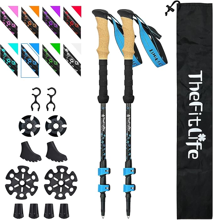 TheFitLife Carbon Fiber Trekking Poles Collapsible and Telescopic