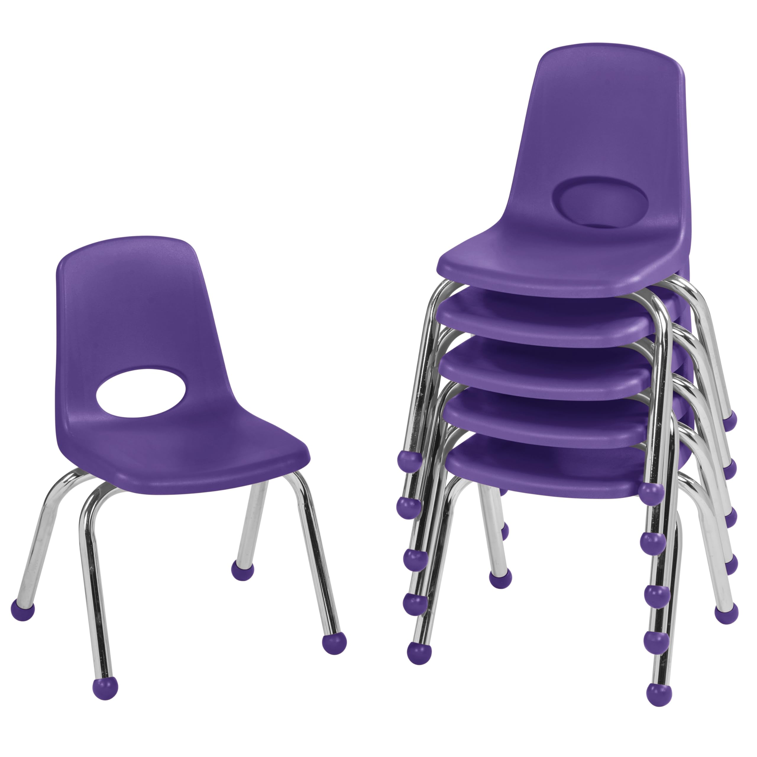 FDP 12" School Stack Chair with Ball Glides, Purple, 6-Pack, 10359-PU