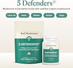 Real Mushrooms 5 Defenders Capsules - Organic Mushroom Extract w/Chaga, Shiitake, Maitake, Turkey Tail, Reishi Supplement Vegan, Non-GMO, 90 Caps