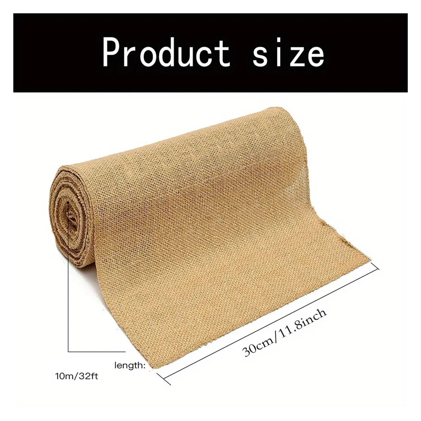 Rollo de arpillera Beige Natural, 30cm x 10m, tela yute rústica for manualidades, camino y marco for silla, decoraciones boda, 1 Uds Para Hogar