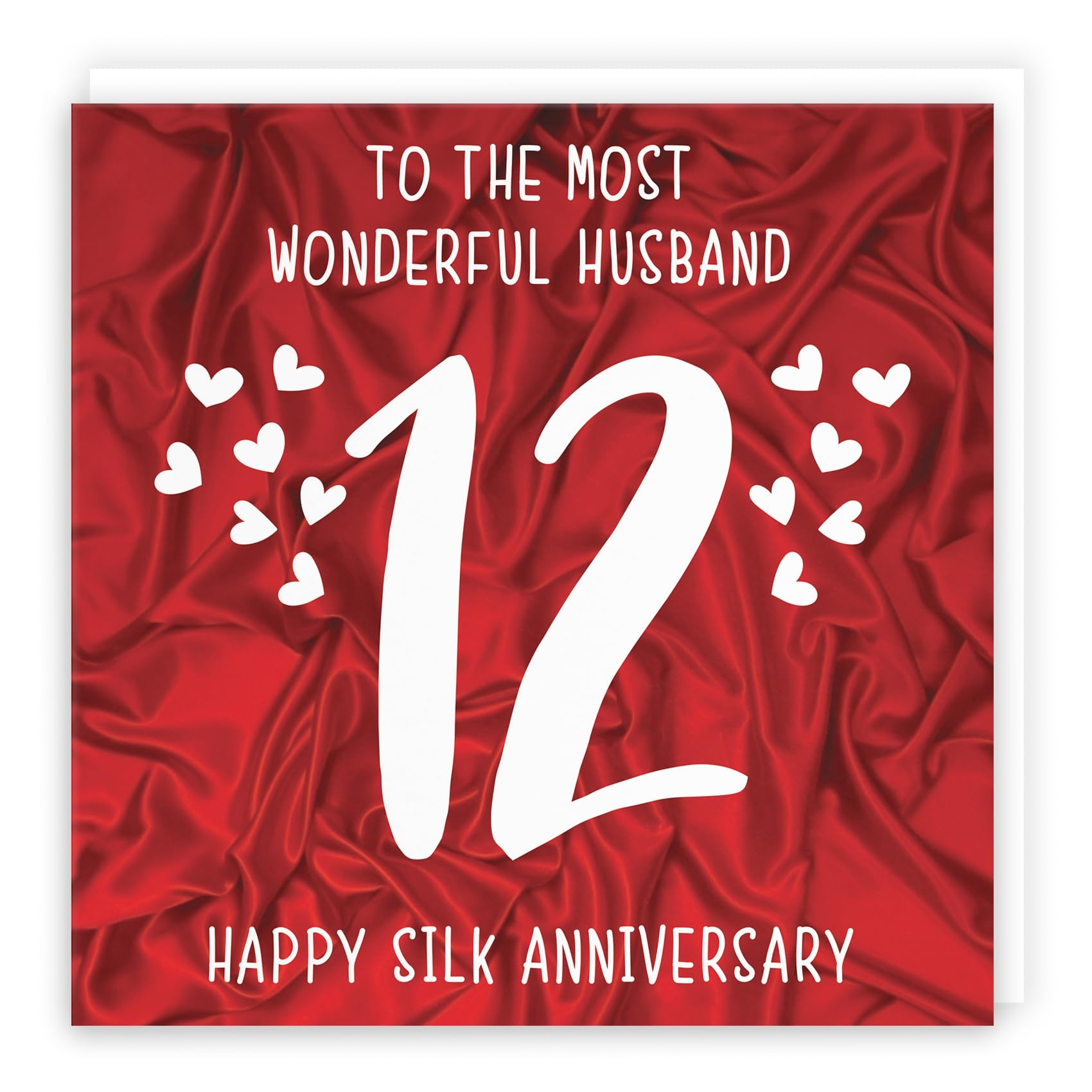 Hunts England, Husband 12th Anniversary Card, To The Most Wonderful Husband, 12 Years Together, Happy Silk Anniversary