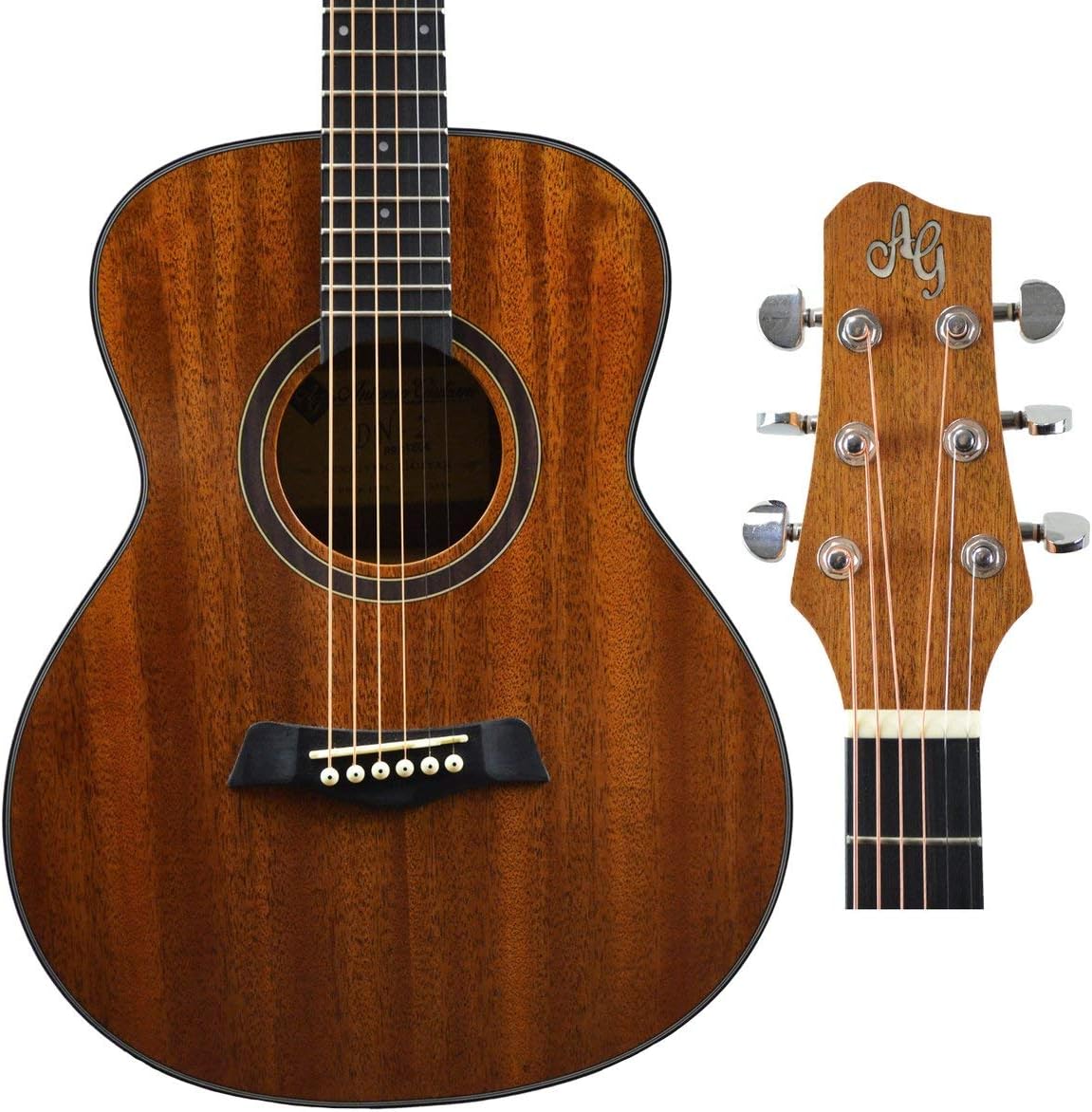 Antonio Giuliani (Clear) Acoustic Guitar Bundle - Mini Jumbo Short-Scale (DN-2P) - Dreadnought Travel Guitar with Case, Strap, Strings and Accessories
