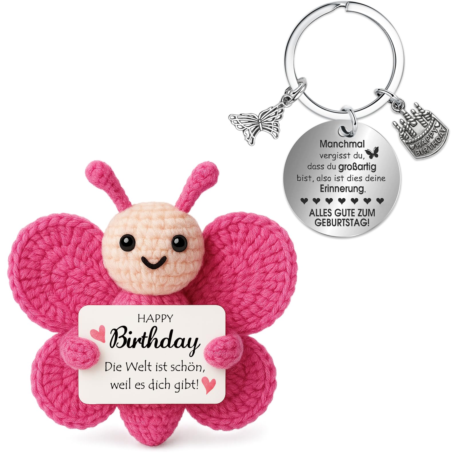 Farbeele Positive Figur und Glücksbringer-Schlüsselanhänger, Pocket Hug, MutmacherGeschenk, Gute Besserung Geschenk, Glücksbringer Prüfung Geschenk, Geburtstagsgeschenk