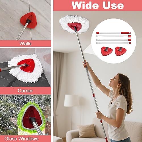 Miniatura 7 de Mango de trapeador para O Cedar, 2 bases de trapeador giratorio para Ocedar, mango de poste de fregona ajustable de 30 a 58 pulgadas y parte de base