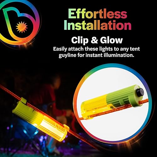 Miniatura 3 de Brightz Tira de luces LED para tienda de campaña, mantén las líneas de sujeción visibles por la noche - Luces de seguridad para campamento