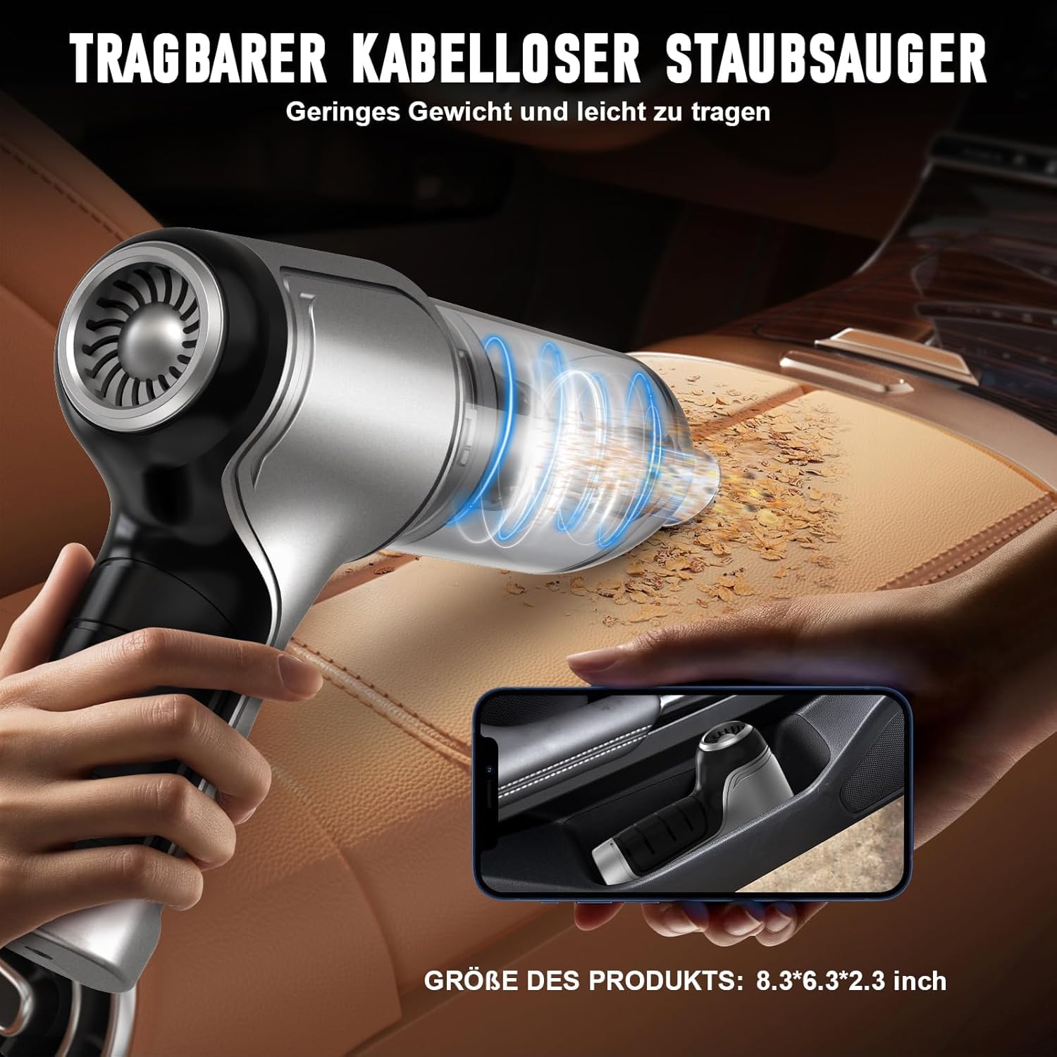 Aspirateur Main Sans Fil 18000Pa - Aspirateur Voiture 3 Vitesses Moteur Brushless - NVKHG