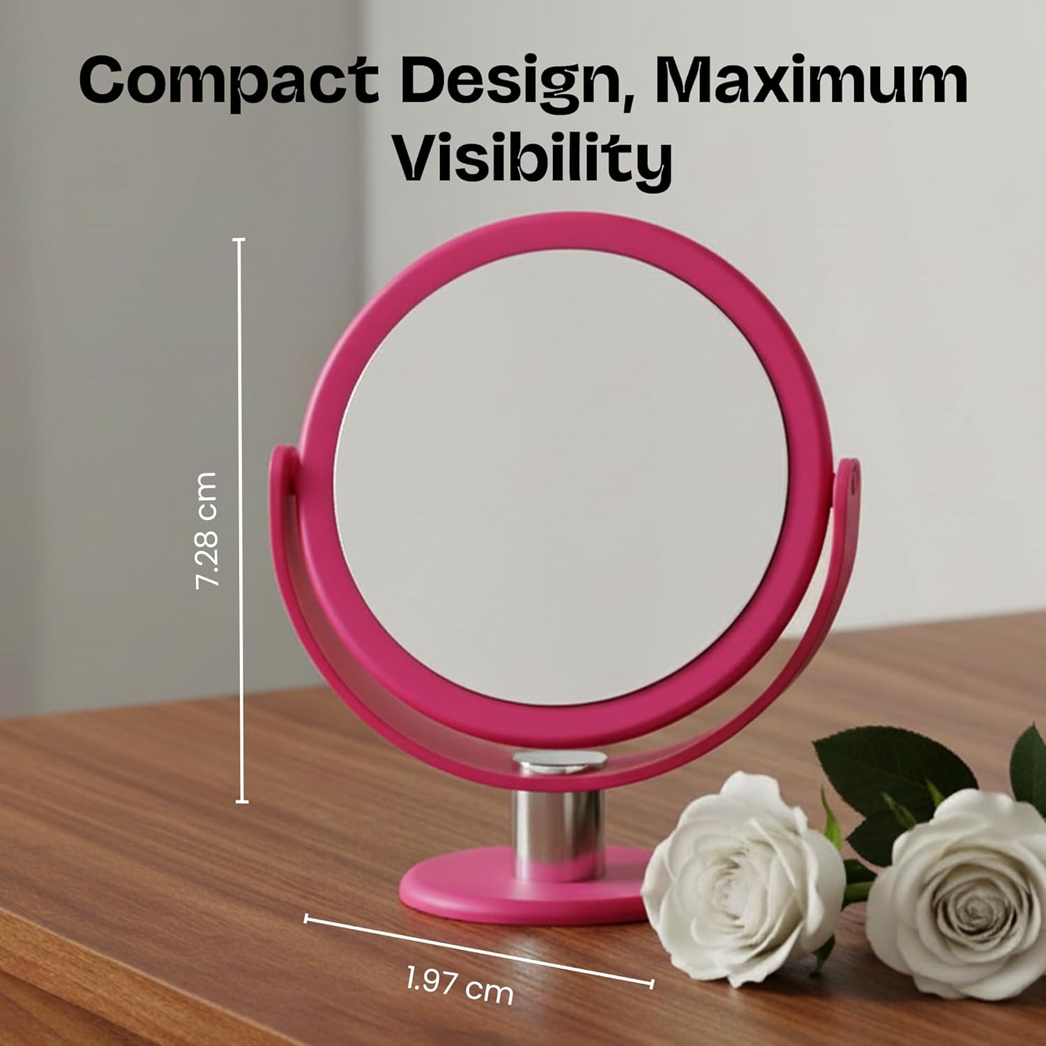 Danielle Enterprises Soft Touch 10X Magnification Round Vanity Mirror, Pink