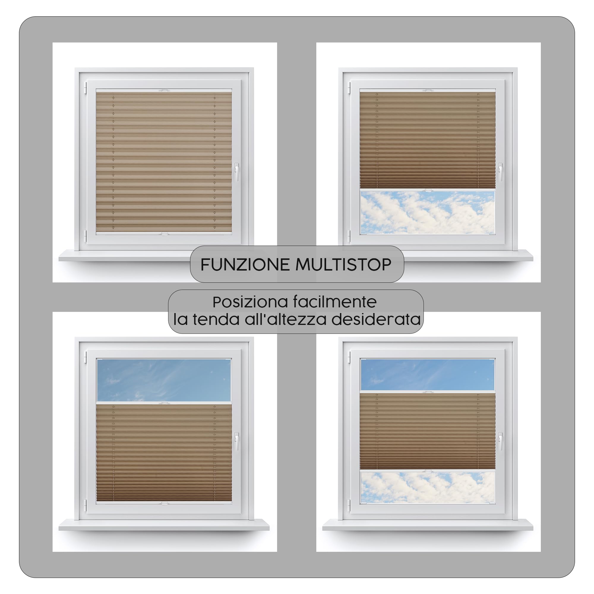 Concept Blinds Tende Plissettate Personalizzate con Foratura – Larghezza 40–200 cm, Altezza 20–260 cm – Su Misura per Finestre e Porte – Tende Premium XXL per Grandi Spazi