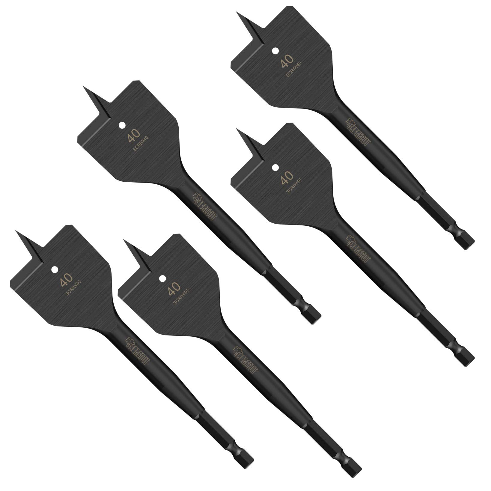 SabreCut SCRIW40_5 - Set di 5 punte piatte per legno a percussione, 40 mm x 152 mm, compatibili con Bosch Dewalt, Makita Milwaukee e molti altri
