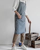 Vista 3 de NEWGEM Delantal de mezclilla de algodón con bolsillos para mujer, cocina, cocina, jardinería, pintura