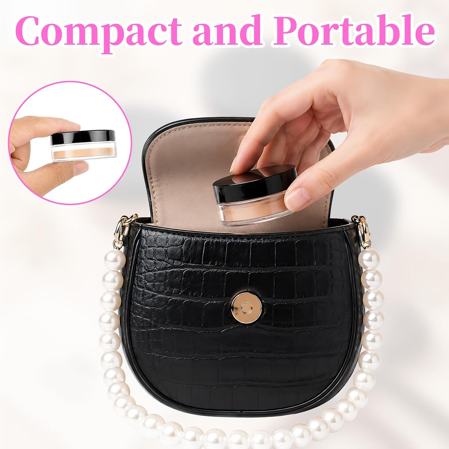 4Pcs Refillable Loose Powder Containers, 10ml Empty Travel Powder Container