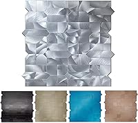 Vista 3 de XUANINY Azulejos de metal para salpicaduras de 5 hojas, autoadhesivas, múltiples formas, mosaico de aluminio 3D para decoración de cocina y baño