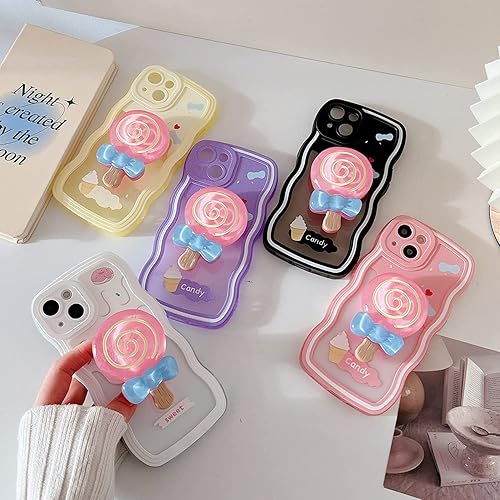 Miniatura 6 de Funda compatible con iPhone 11 de 6.1 pulgadas, bonita funda de TPU suave y transparente con forma de marco ondulado y anillo de caramelo,