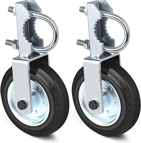 Mofeez Rueda de puerta para puerta batiente de metal con marcos de puerta de 1-5/8 pulgadas a 2 pulgadas, rueda de soporte de puerta para valla de