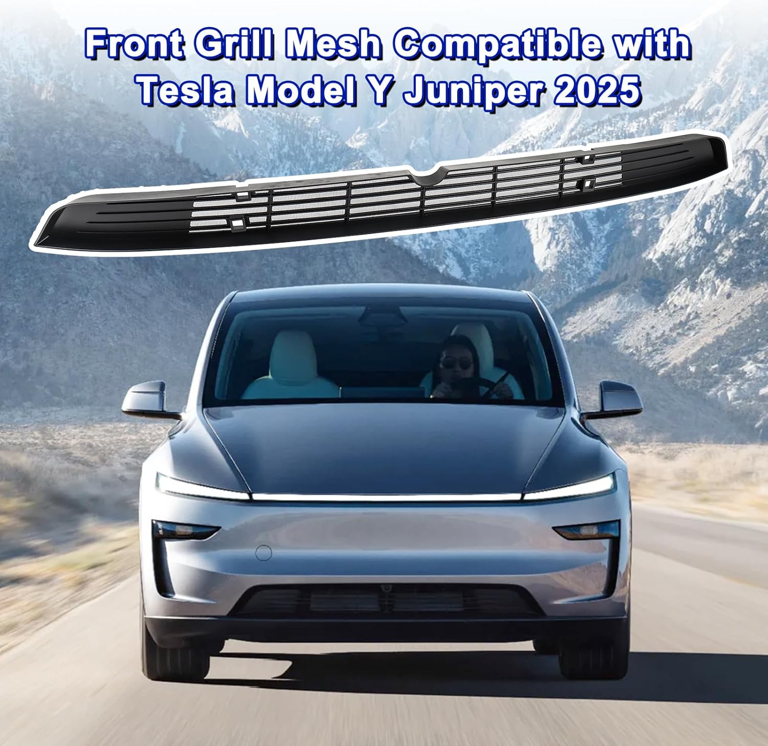 Front Grill Mesh Compatible with Tesla Model Y Juniper 2025 2026 Insert Air Vent Cover Guard Grille Guard Protector