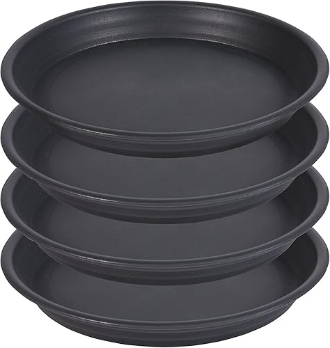Bandeja para macetas de 8 pulgadas, 4 paquetes de 10 pulgadas (9.8 pulgadas), platillos de plástico para macetas y bandejas de goteo para interiores