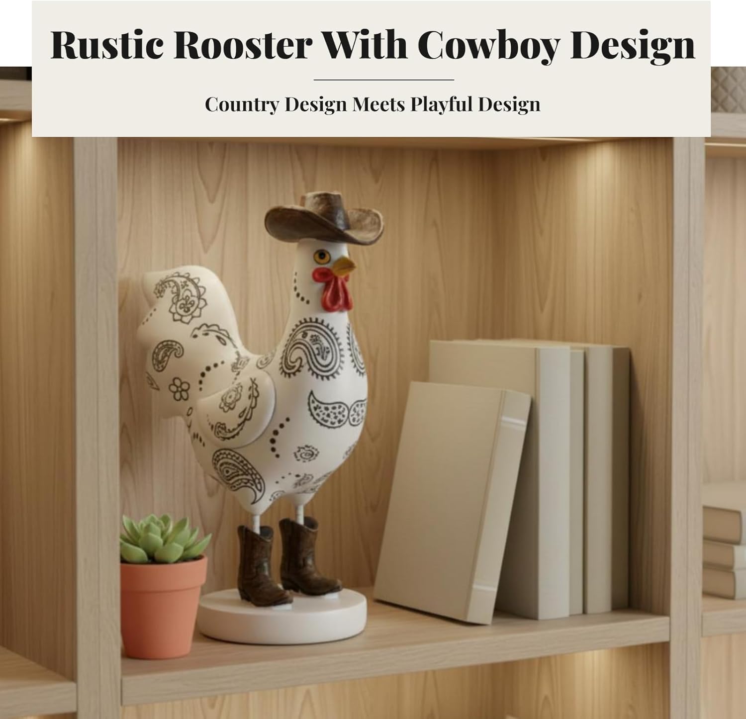 Rooster Garden Statue Chicken Animal Yard Art Farm Animals Statue Figurine Home Decor for Lawn Balcony Living Room Home, White