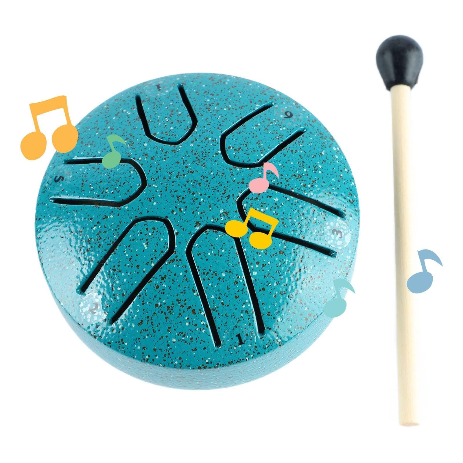 Tongue Drum 6 Notes, Handpan Drums Instrument Perkusyjny z pałeczką do Rozrywki Muzycznej (Zielony)